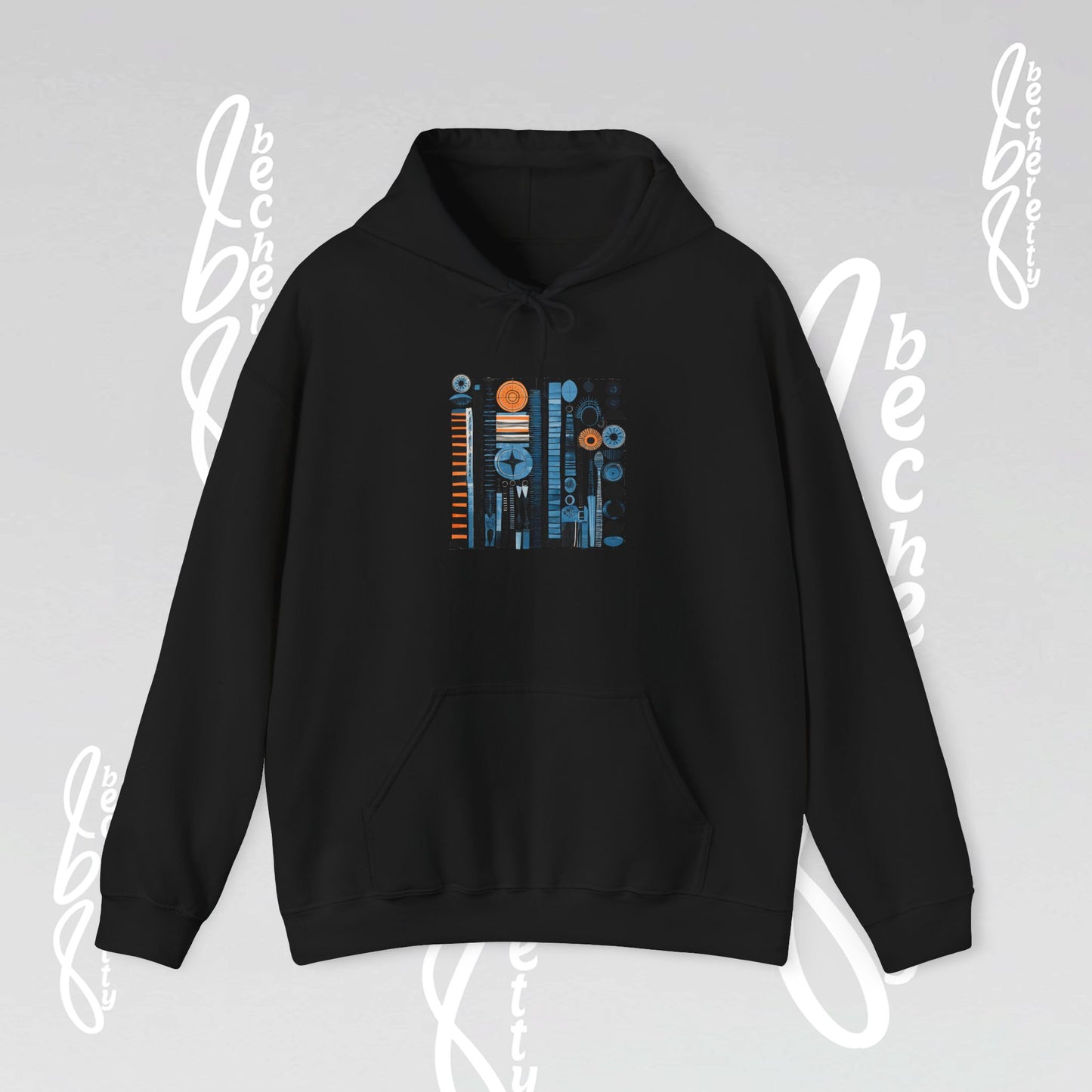 Modern Geometry Hoodie "Urban Totems" Art Graphic Becheretty - Timeless, versatile, and unmistakably modern.