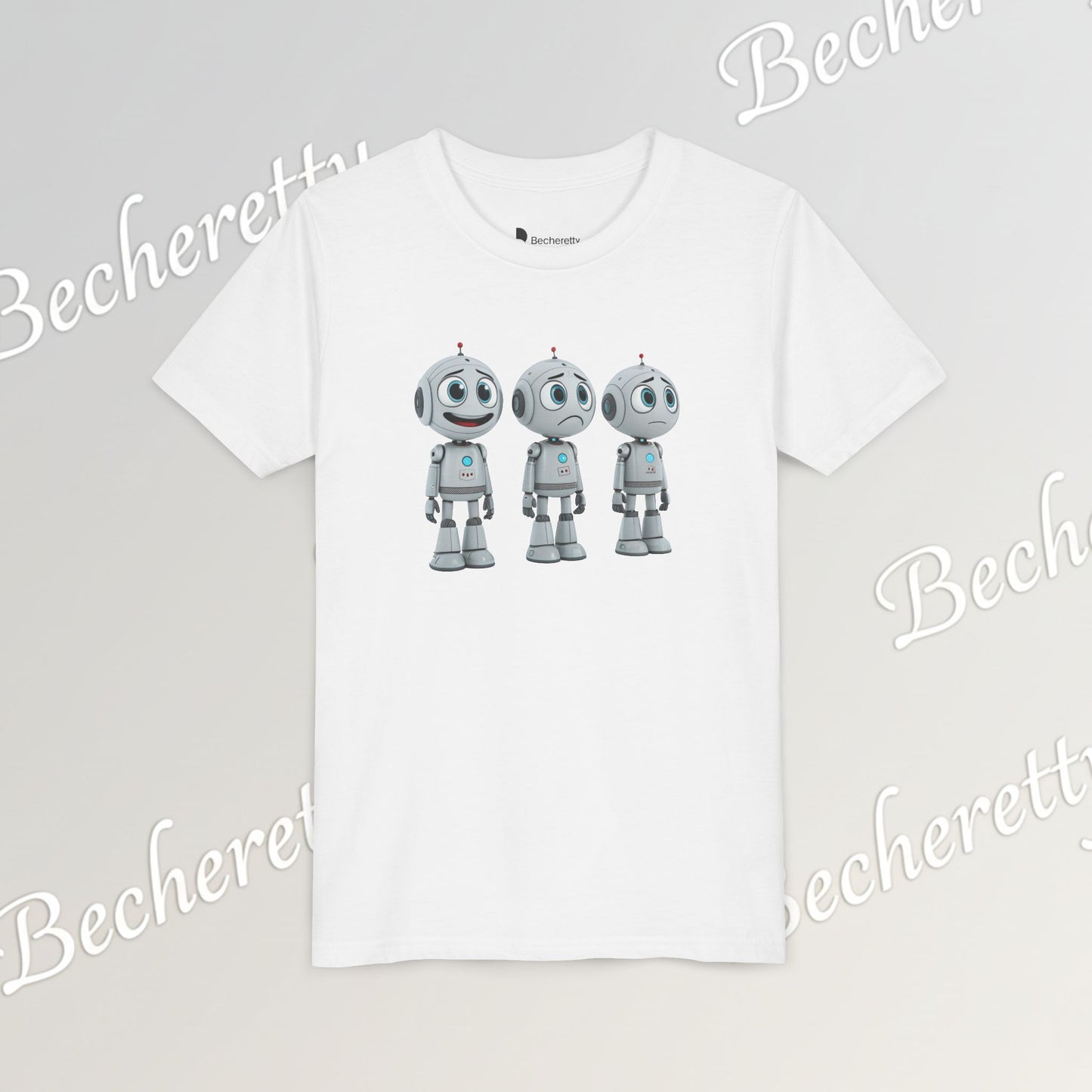Youth T-Shirt  "Three Funny Kid Robots" Art Graphic Becheretty - Perfect for expressing your daily mood without saying a word
