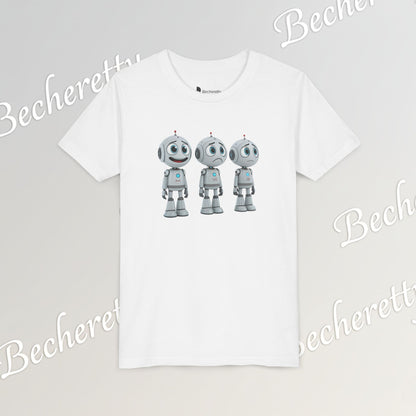 Youth T-Shirt  "Three Funny Kid Robots" Art Graphic Becheretty - Perfect for expressing your daily mood without saying a word