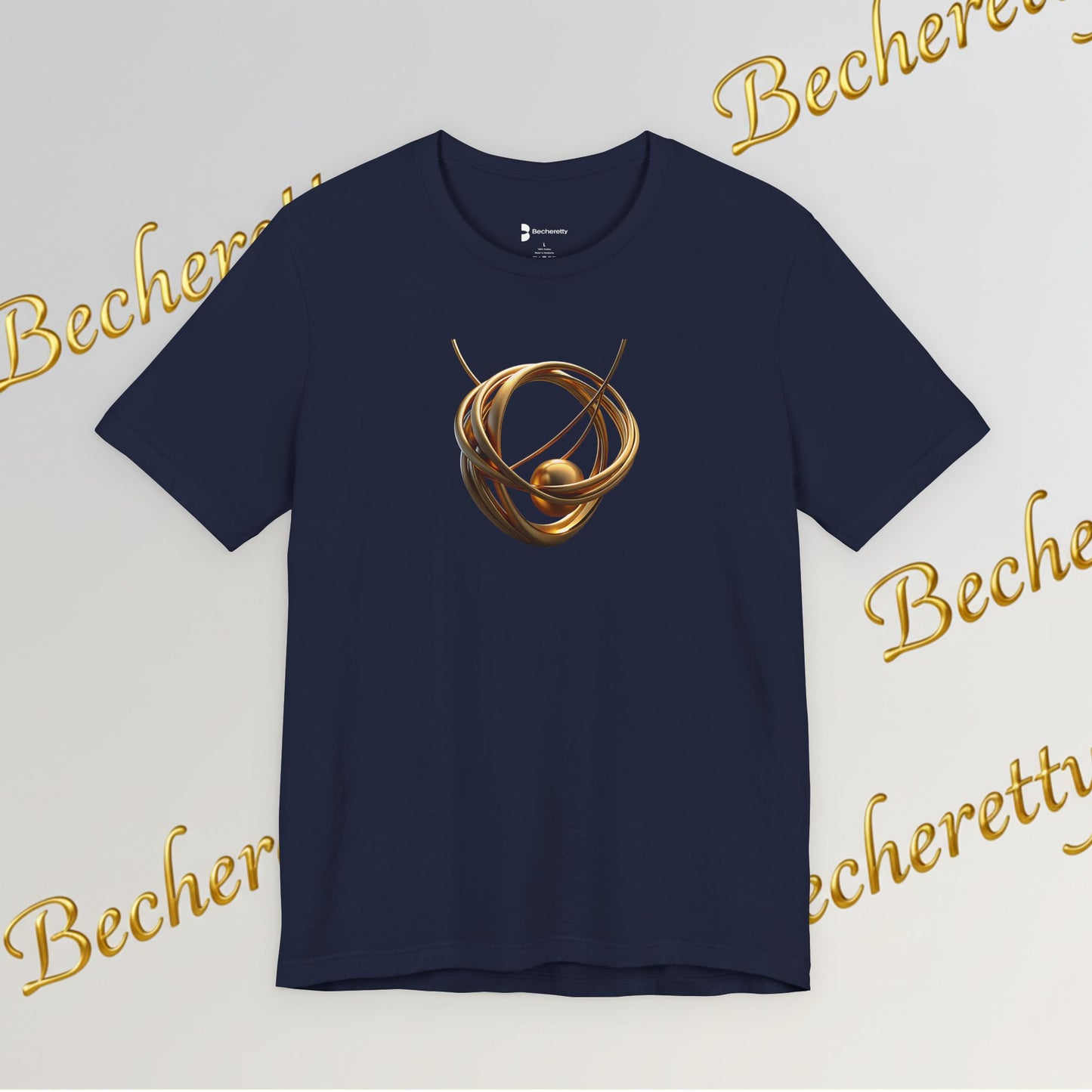 T-Shirt - Golden Abstract Orb Graphic Art Becheretty - Perfect for everyday wear with a refined, contemporary edge.