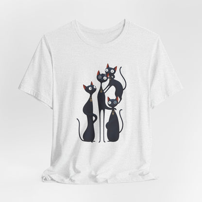 "Cat Family" Graphic T'Shirt Becheretty — Cute Black Cats Illustration - Playful design minimalist