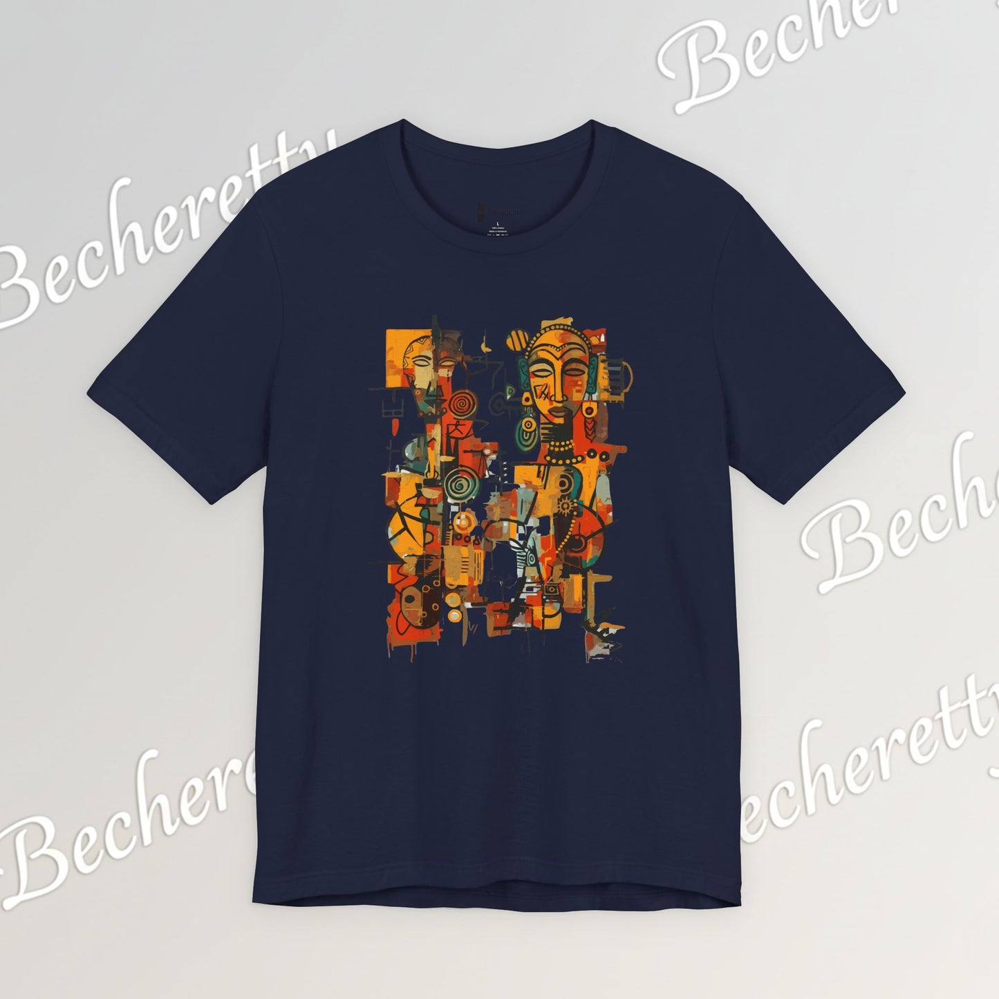 African Art T-Shirt "Ancestral Echoes" Graphic Becheretty - Abstract style - Ethno-Contemporary Fashion
