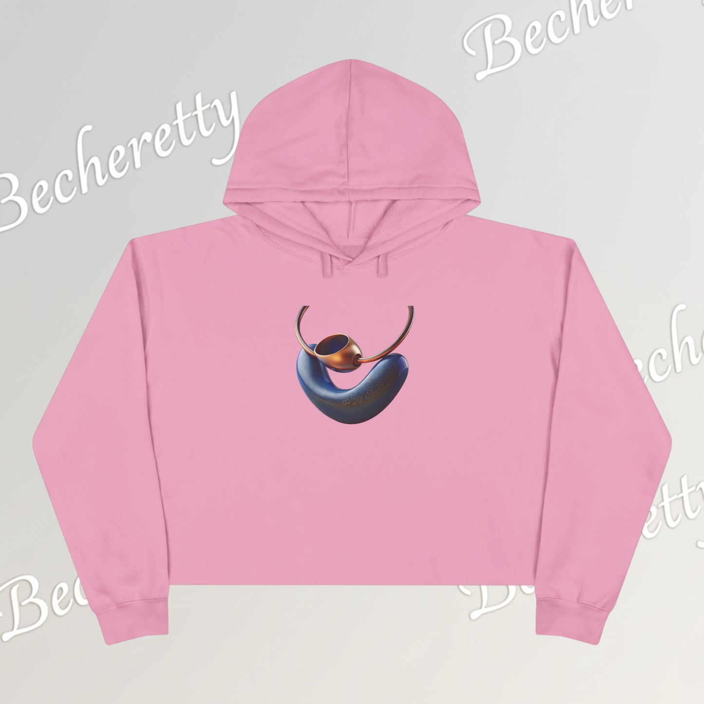 Trendy Crop Hoodie with Artistic Necklace Design Becheretty - Fashionable Sweatshirt, Gift for Her, Casual Wear, Stylish Loungewear