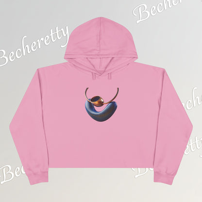 Trendy Crop Hoodie with Artistic Necklace Design Becheretty - Fashionable Sweatshirt, Gift for Her, Casual Wear, Stylish Loungewear