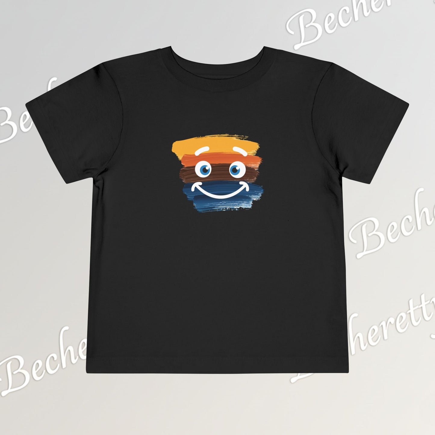 Toddler Tee Smiley Watercolor Art Graphic Minimalist Becheretty - Happy Face Kids T-Shirt