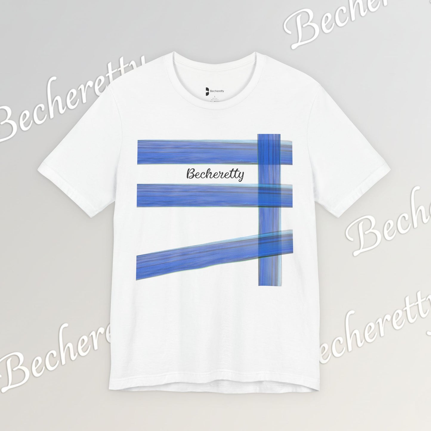 Abstract Blue Brushstroke Tee — 'Becheretty' Minimalist Graphic T-Shirt