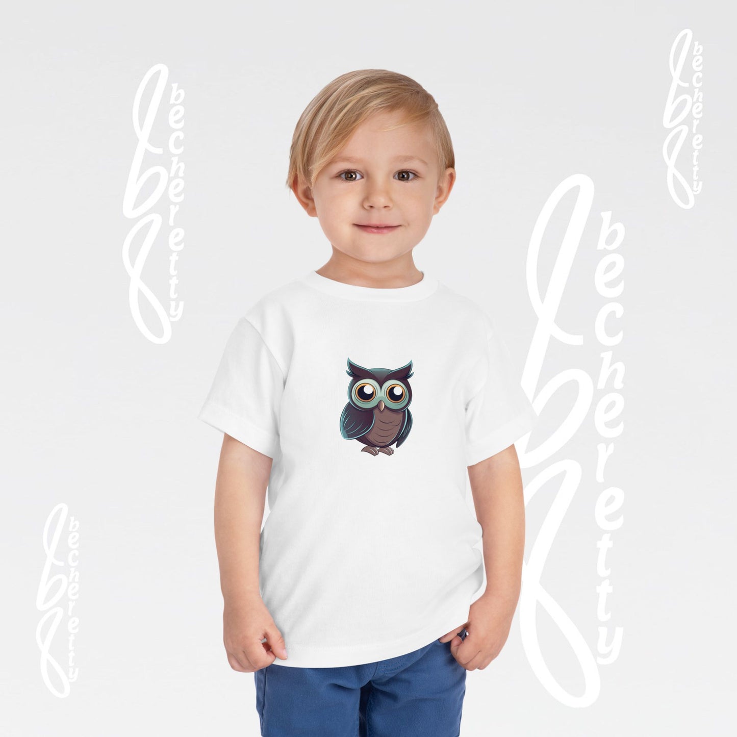 Owl Toddler Tee - Cute & Comfortable Short Sleeve Shirt for Kids - Art Graphic Becheretty