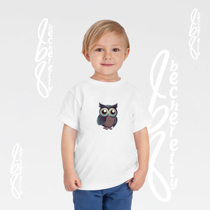 Owl Toddler Tee - Cute & Comfortable Short Sleeve Shirt for Kids - Art Graphic Becheretty