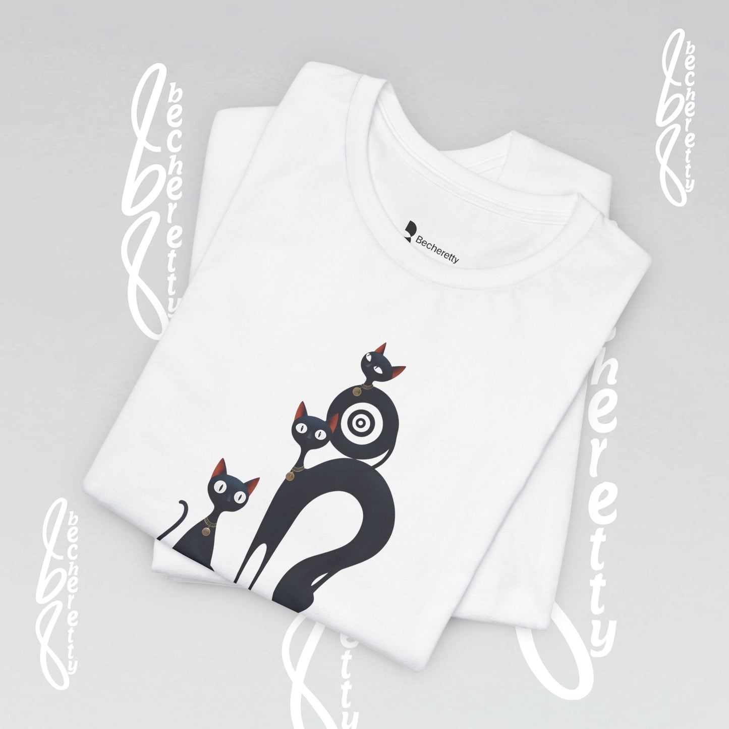 Graphic Tee "Playful Family Cats" Artistic design Becheretty - Wearable Art apparel for special occasions