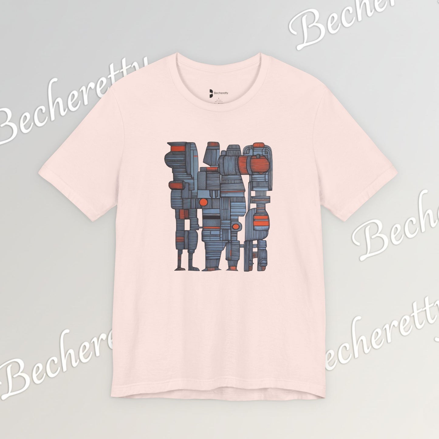 Abstract figurative illustration T-Shirt Becheretty - Geometric, totem-inspired composition - Wearable Art