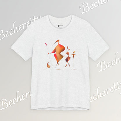 "Gilded Strangers" Graphic T-Shirt Becheretty - A Journey Through an Abstract World of Mythic Beings