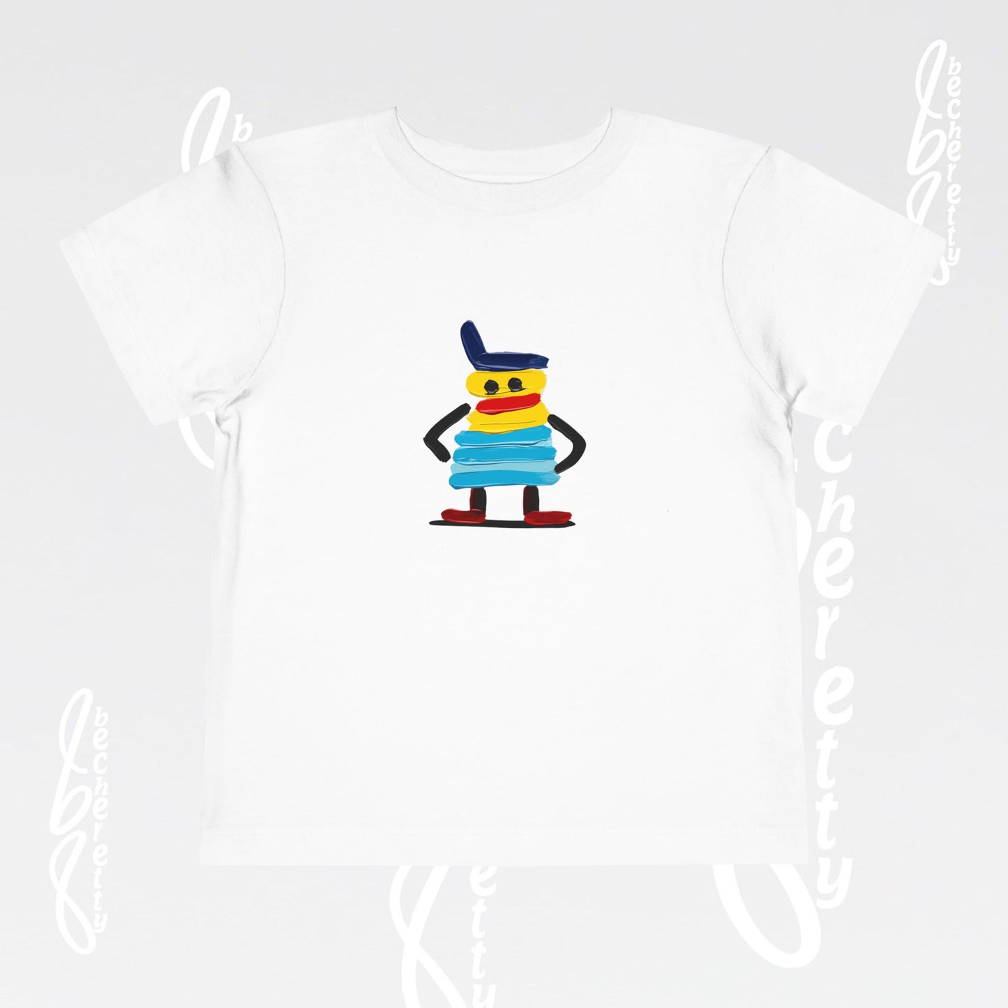 Toddler Tee – Cute Cartoon Abstract - Becheretty Minimalist Art Graphic - Colorful Playful Character T-Shirt