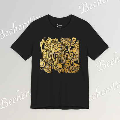 Golden Currents Tee - Abstract Organic line Art Becheretty - Abstract exploration of form and rhythm