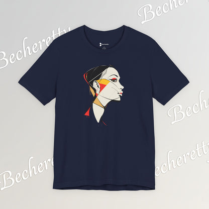Abstract Profile Art Tee Becheretty — Minimal Geometric Woman Portrait T-Shirt