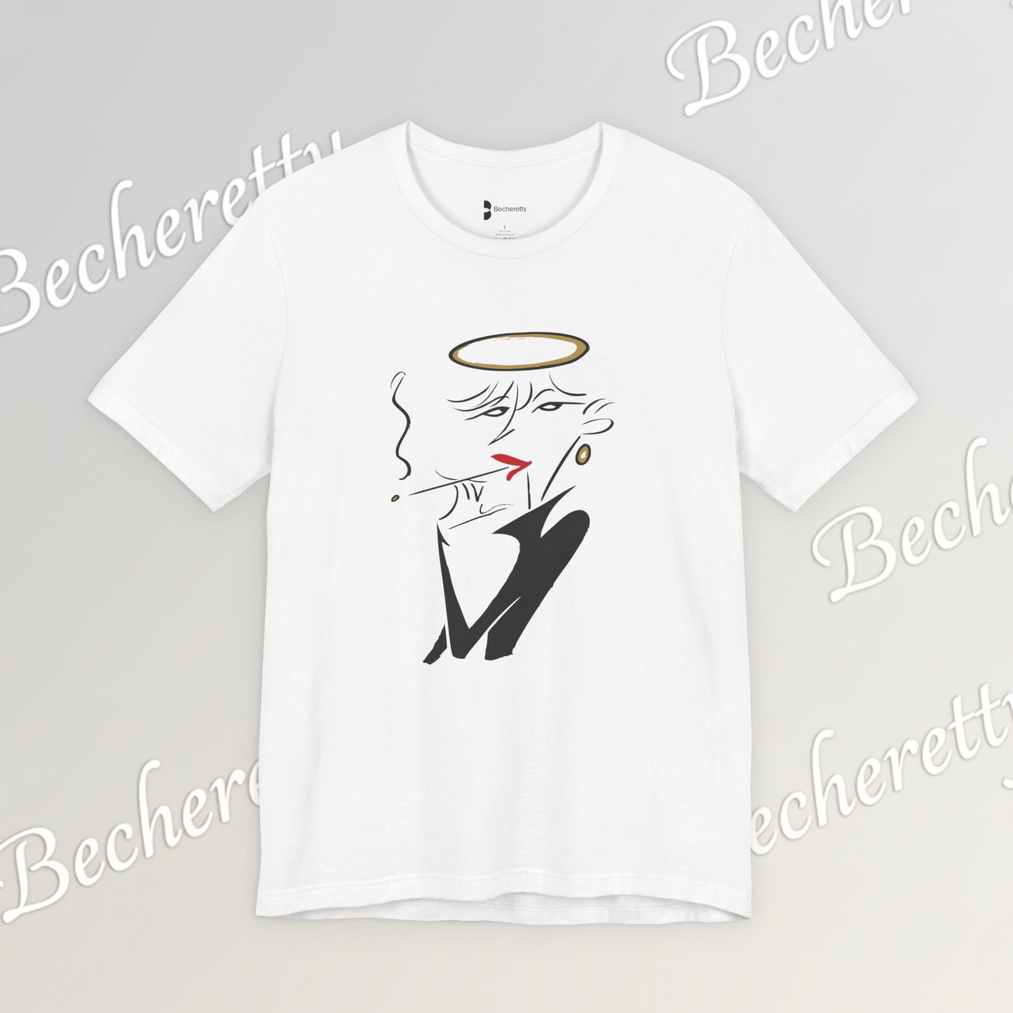 "Fallen Angel" Abstract Line Art Graphic Tee Becheretty - Channel your inner rebel with a touch of divine style