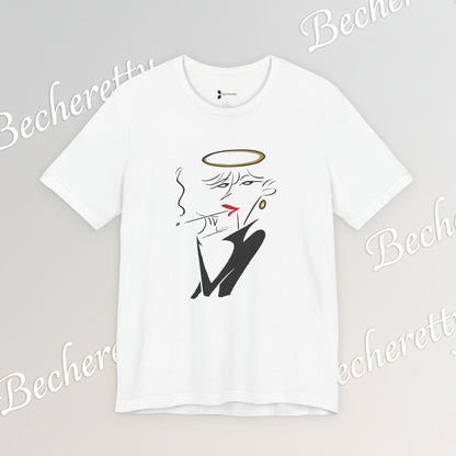 "Fallen Angel" Abstract Line Art Graphic Tee Becheretty - Channel your inner rebel with a touch of divine style
