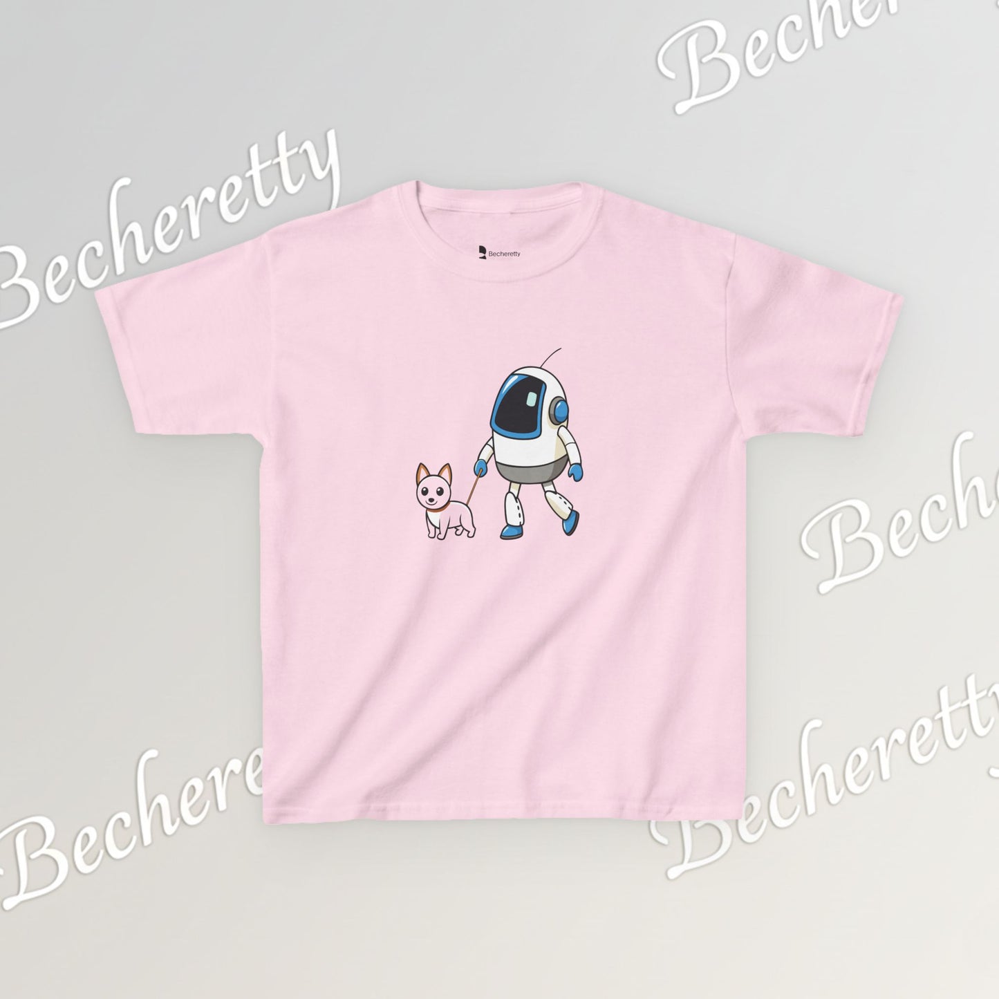 Cute Kids Robot & Dog  - T-Shirt for Youth - Art Graphic Becheretty - Gift for Children