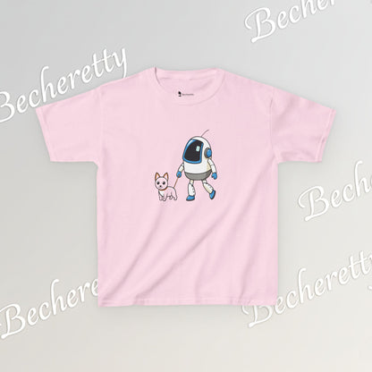Cute Kids Robot & Dog  - T-Shirt for Youth - Art Graphic Becheretty - Gift for Children