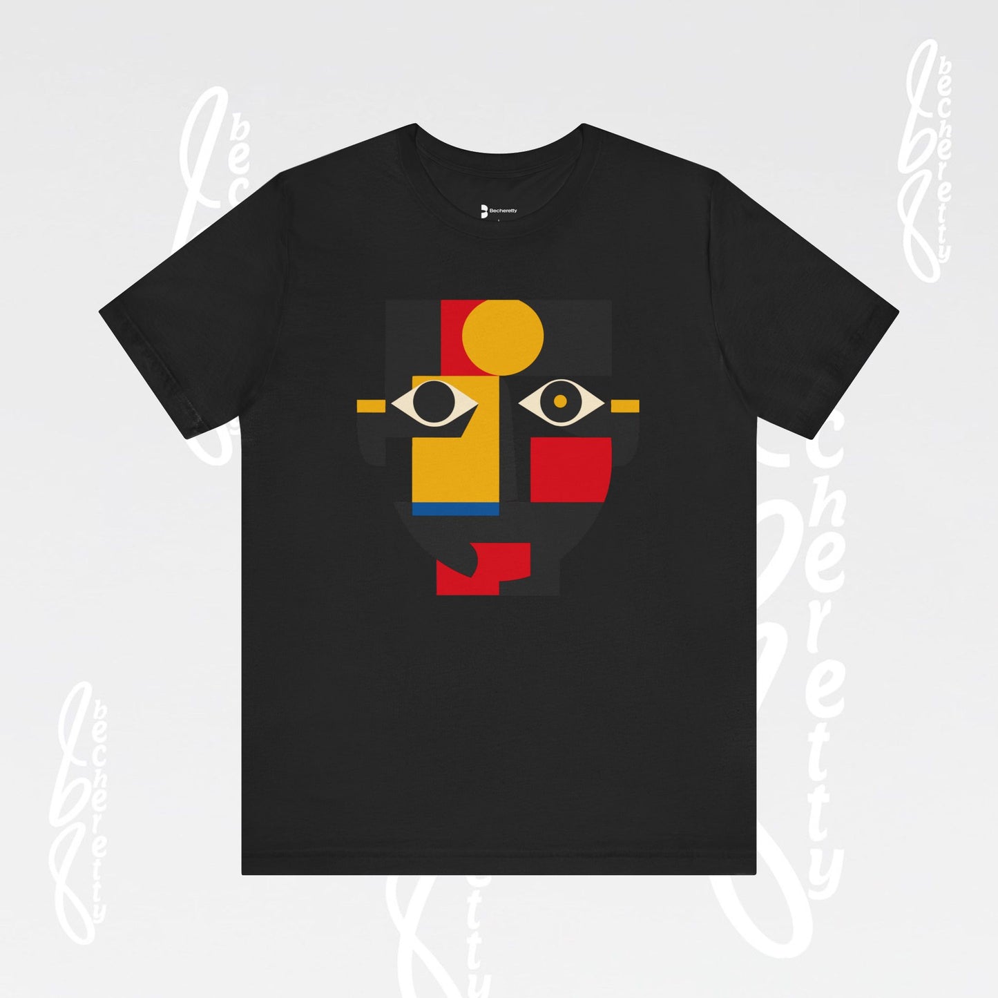 Abstract Geometric Face T-Shirt — Modern Cubist Art Tee