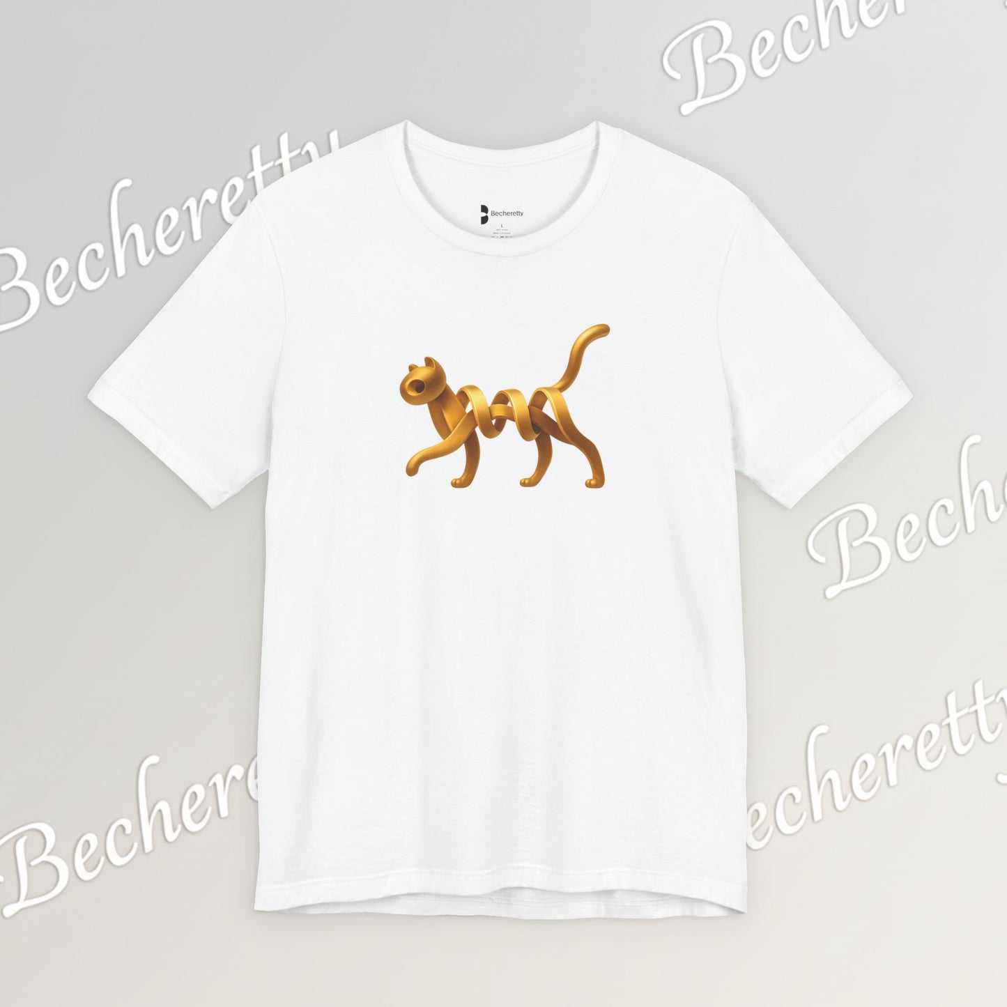 Golden Cat. Minimalist Graphic Becheretty -  Modern, and Effortlessly Etylish - Perfect for everyday wear with an artistic edge.