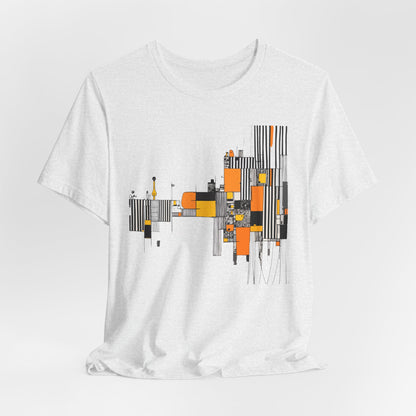 Abstract Geometric Tee - Art Graphic Becheretty - Modern Orange & Gray Cityscape Design