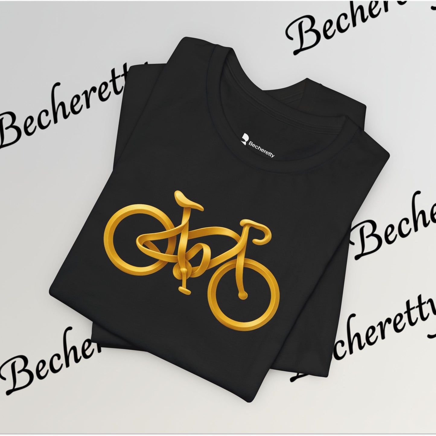 Gold Road Bike T-Shirt — Art Graphic Minimalist Becheretty - Gift Idea for Cyclist & Bike lovers