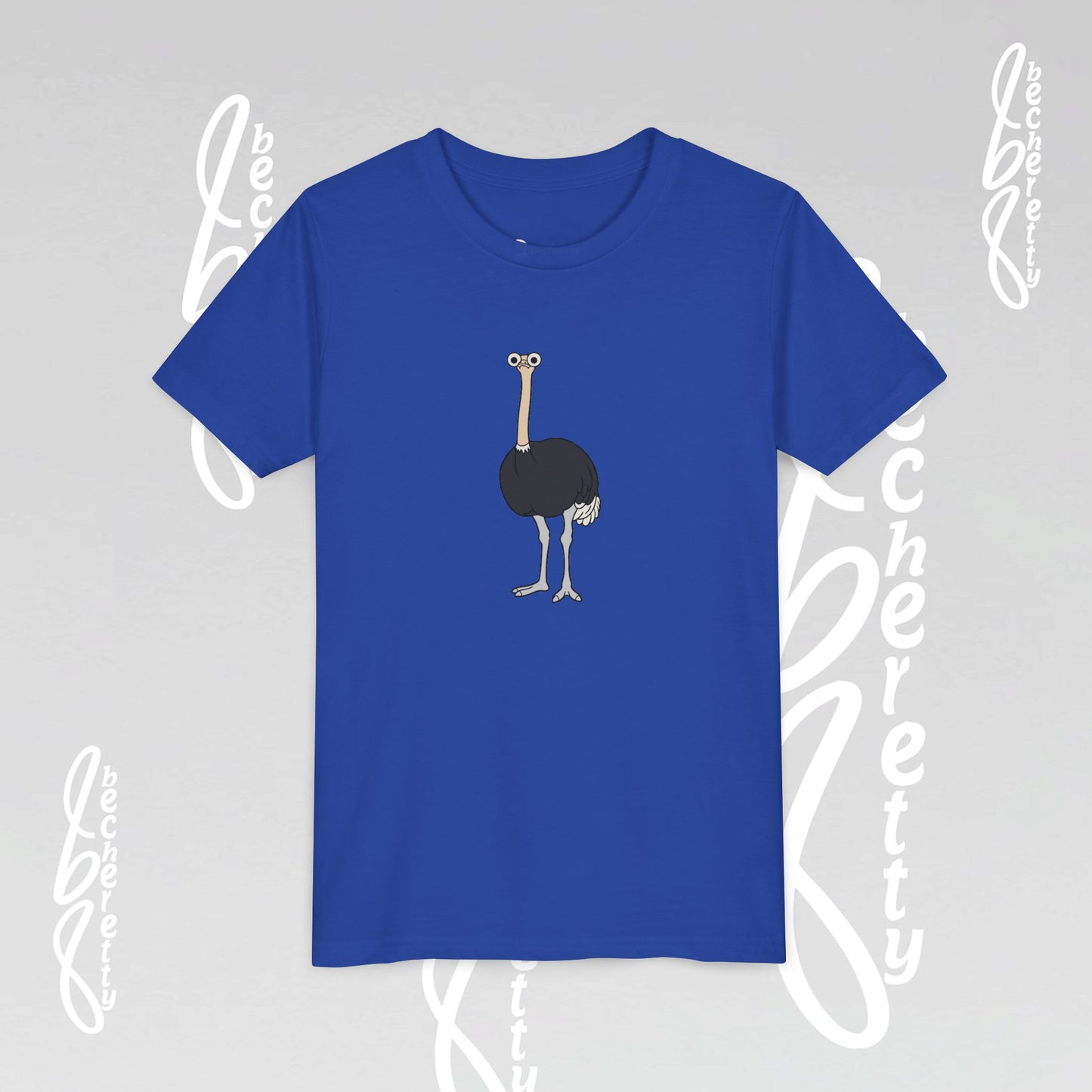 Youth Ostrich Graphic Tee - Becheretty desing for Kids, Cool Summer Top, Gift for Birthdays, Animal Lovers Tee