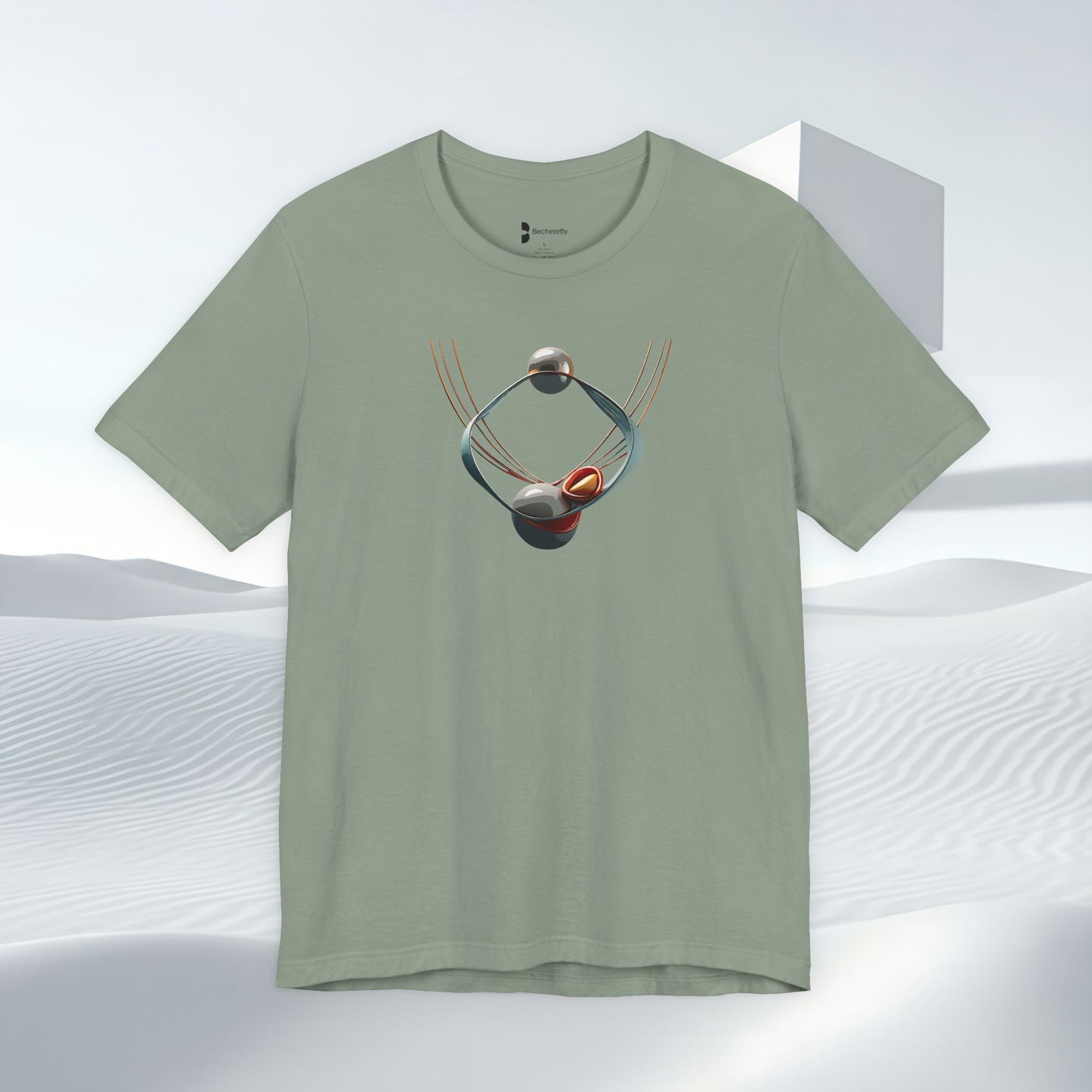 Abstract Orbital Necklace Tee - Art Graphic Minimalist Becheretty - Wearable artwork