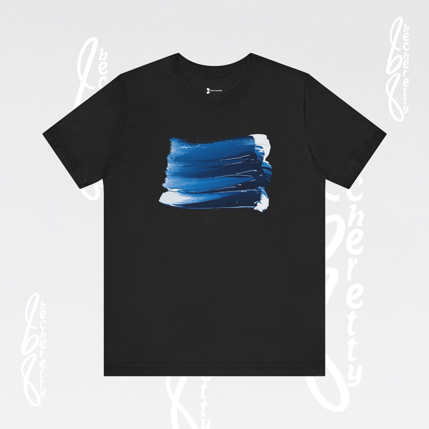 Stylish Blue Brushstroke Unisex Tee - Wear the Passion. Wear the Art - Becheretty - Perfect for summer day by the beach.