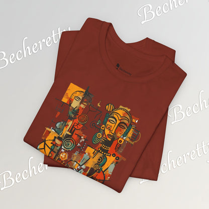 African Art T-Shirt "Ancestral Echoes" Graphic Becheretty - Abstract style - Ethno-Contemporary Fashion