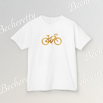 Artistic "Golden Bike" Tee Becheretty - Perfect for Sports Fans, Birthday Gifts, Playdates, Summer Fun