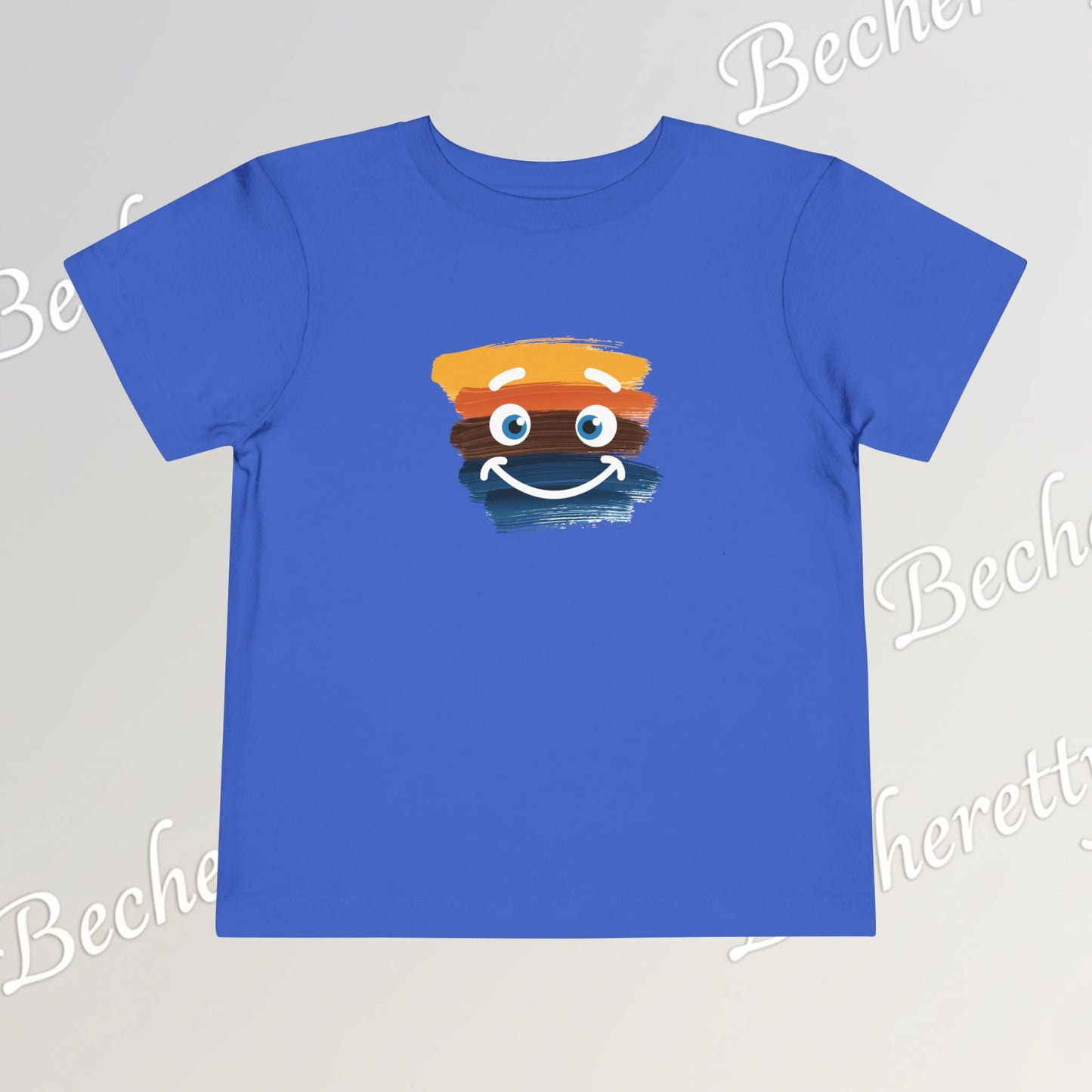 Toddler Tee Smiley Watercolor Art Graphic Minimalist Becheretty - Happy Face Kids T-Shirt