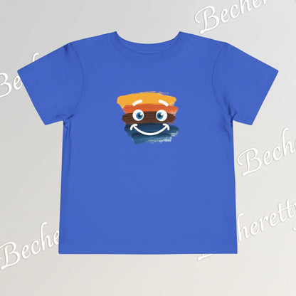 Toddler Tee Smiley Watercolor Art Graphic Minimalist Becheretty - Happy Face Kids T-Shirt