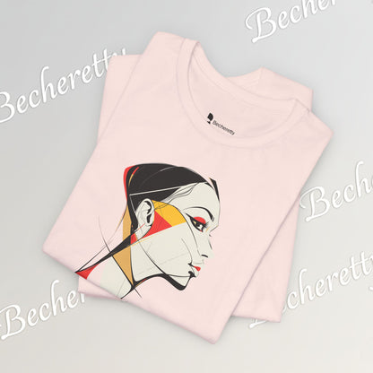 Abstract Profile Art Tee Becheretty — Minimal Geometric Woman Portrait T-Shirt