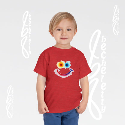 Toddler T-shirt - Colorful Watercolor Smiley Face - Art Graphic Minimalist Becheretty