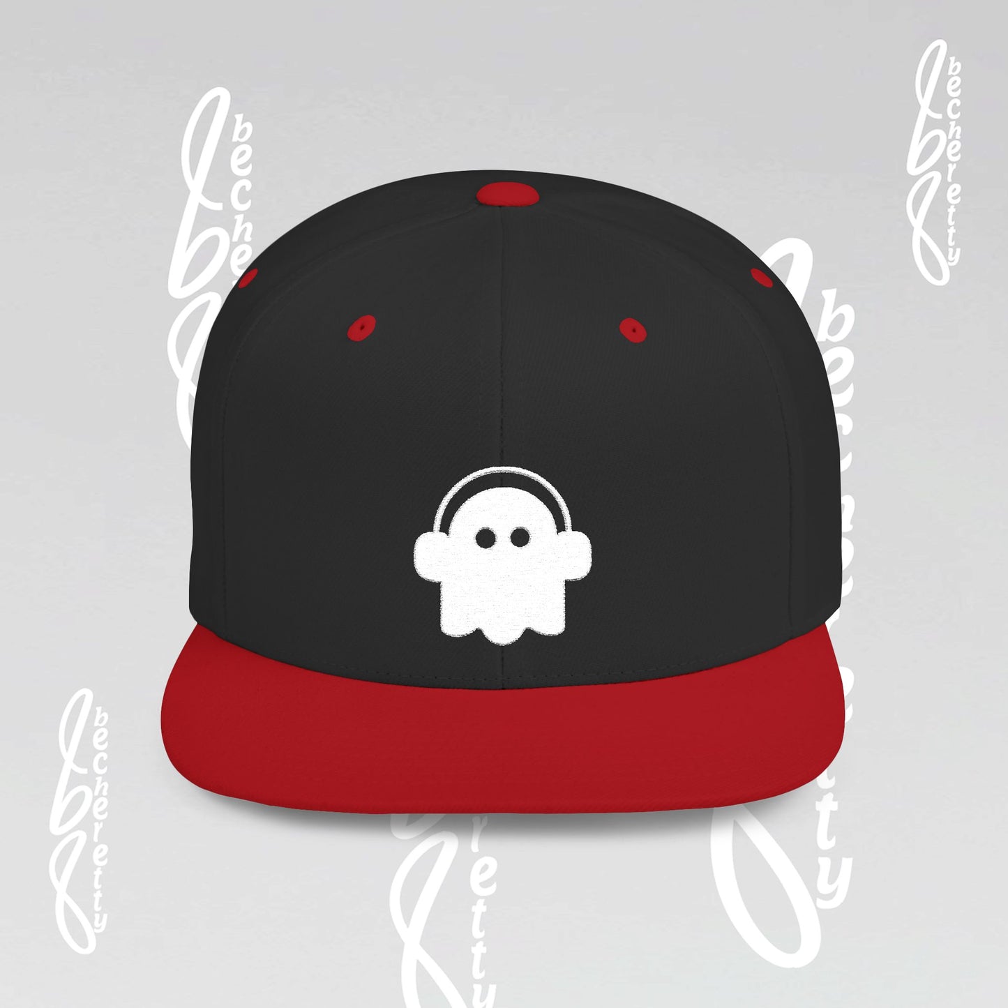 Unique Ghost Headphones Flat Bill Snapback Hat - Art Graphic Becheretty