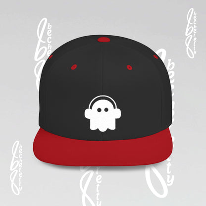 Unique Ghost Headphones Flat Bill Snapback Hat - Art Graphic Becheretty
