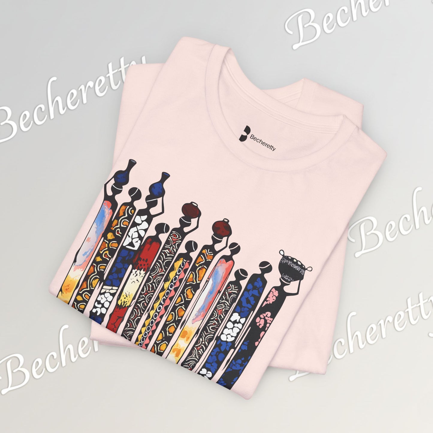 Ancestral Strides - Graphic Tee Becheretty - African tribal art style - Woven with history, worn with pride.