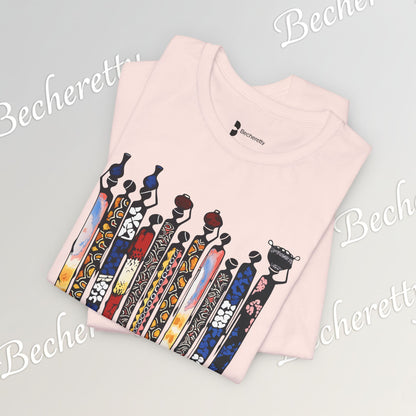 Ancestral Strides - Graphic Tee Becheretty - African tribal art style - Woven with history, worn with pride.