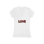LOVE Deep V-Neck Tee — Styled as a plush, fur-covered object - Art Graphic Minimalist Becheretty