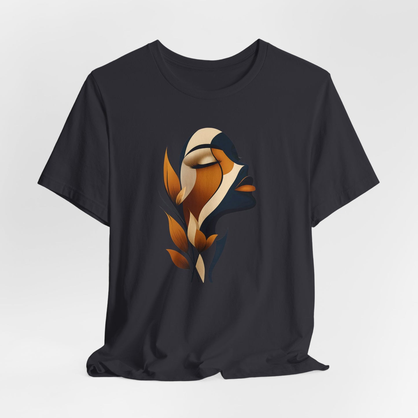 "Golden Profile" Abstract Graphic T‑Shirt – Art Minimalist Becheretty - Botanical inspiration