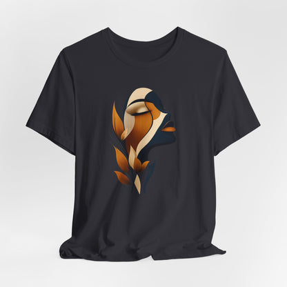 "Golden Profile" Abstract Graphic T‑Shirt – Art Minimalist Becheretty - Botanical inspiration