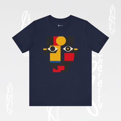 Abstract Geometric Face T-Shirt — Modern Cubist Art Tee
