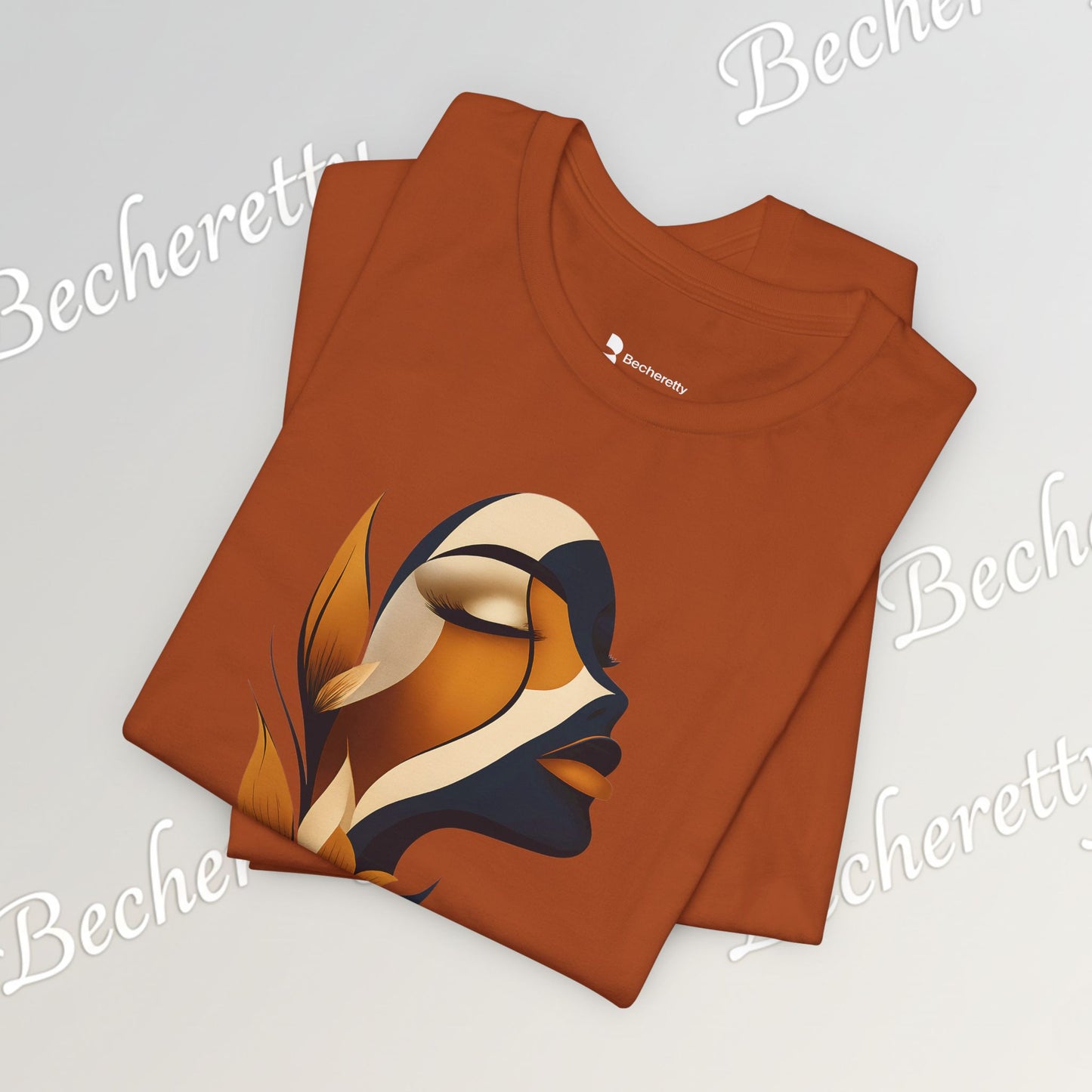 "Golden Profile" Abstract Graphic T‑Shirt – Art Minimalist Becheretty - Botanical inspiration