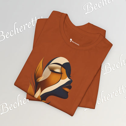 "Golden Profile" Abstract Graphic T‑Shirt – Art Minimalist Becheretty - Botanical inspiration