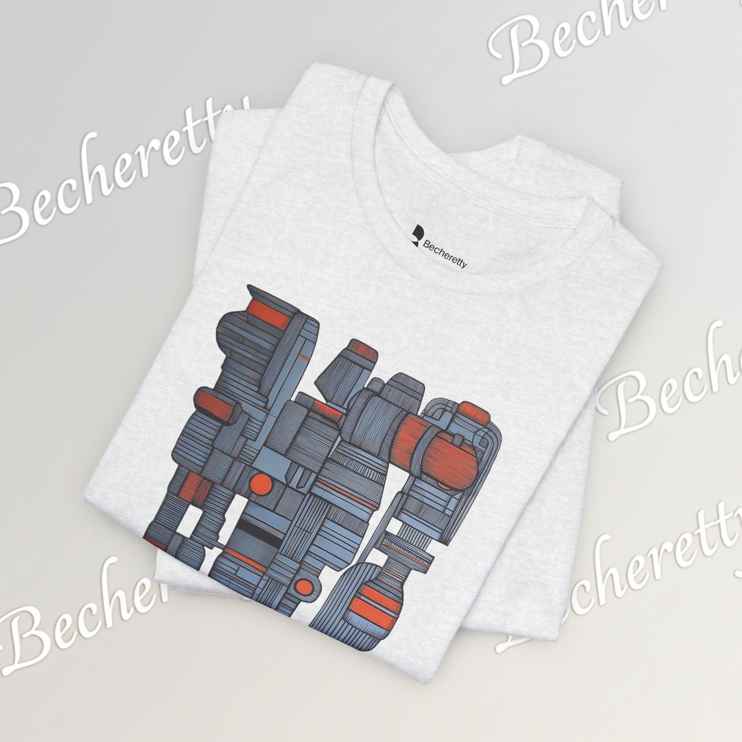 Abstract figurative illustration T-Shirt Becheretty - Geometric, totem-inspired composition - Wearable Art