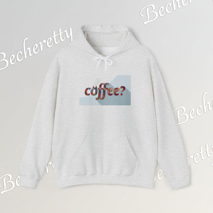 Coffee? "Cozy Questions" Patterned Coffee Hoodie - Art Minimalist Becheretty - Coffee Lover Sweatshirt