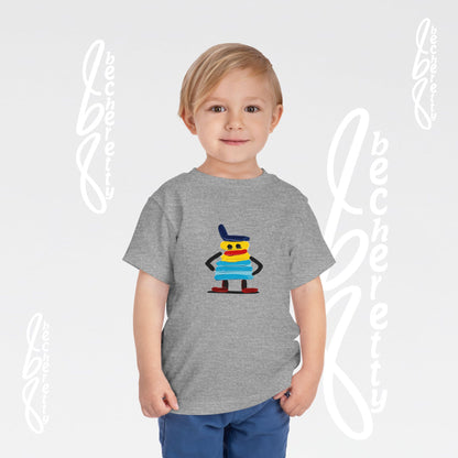 Toddler Tee – Cute Cartoon Abstract - Becheretty Minimalist Art Graphic - Colorful Playful Character T-Shirt