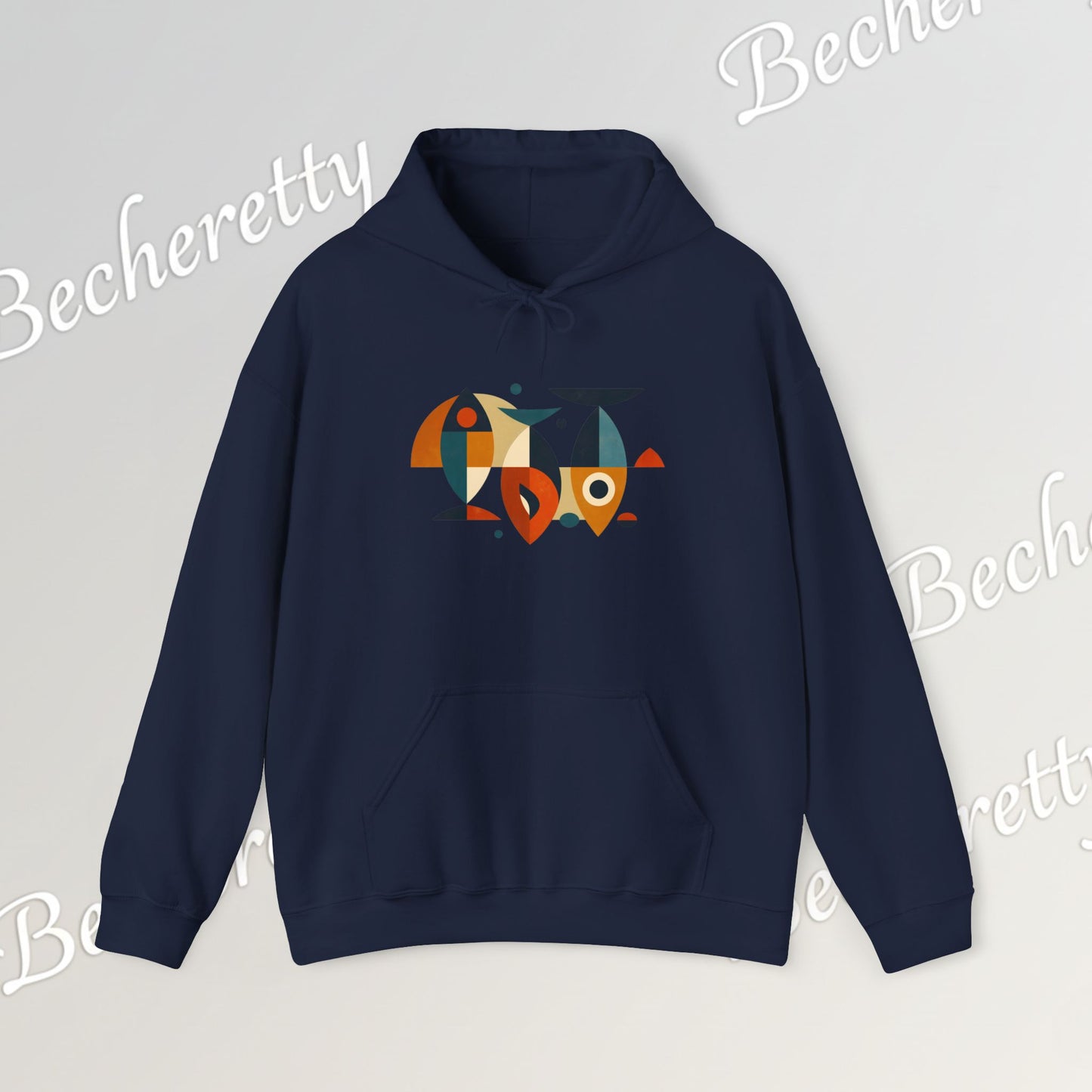 Geometric Fish Hoodie - Minimalist Graphic Becheretty, blending abstract geometric shapes