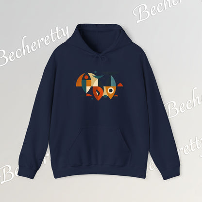 Geometric Fish Hoodie - Minimalist Graphic Becheretty, blending abstract geometric shapes